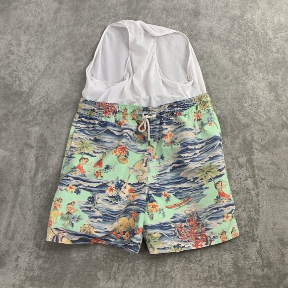 Polo Ralph Lauren Shorts Mens Large Swim Trunks Lined Hawaiian Floral Hula Girls - Picture 8 of 10